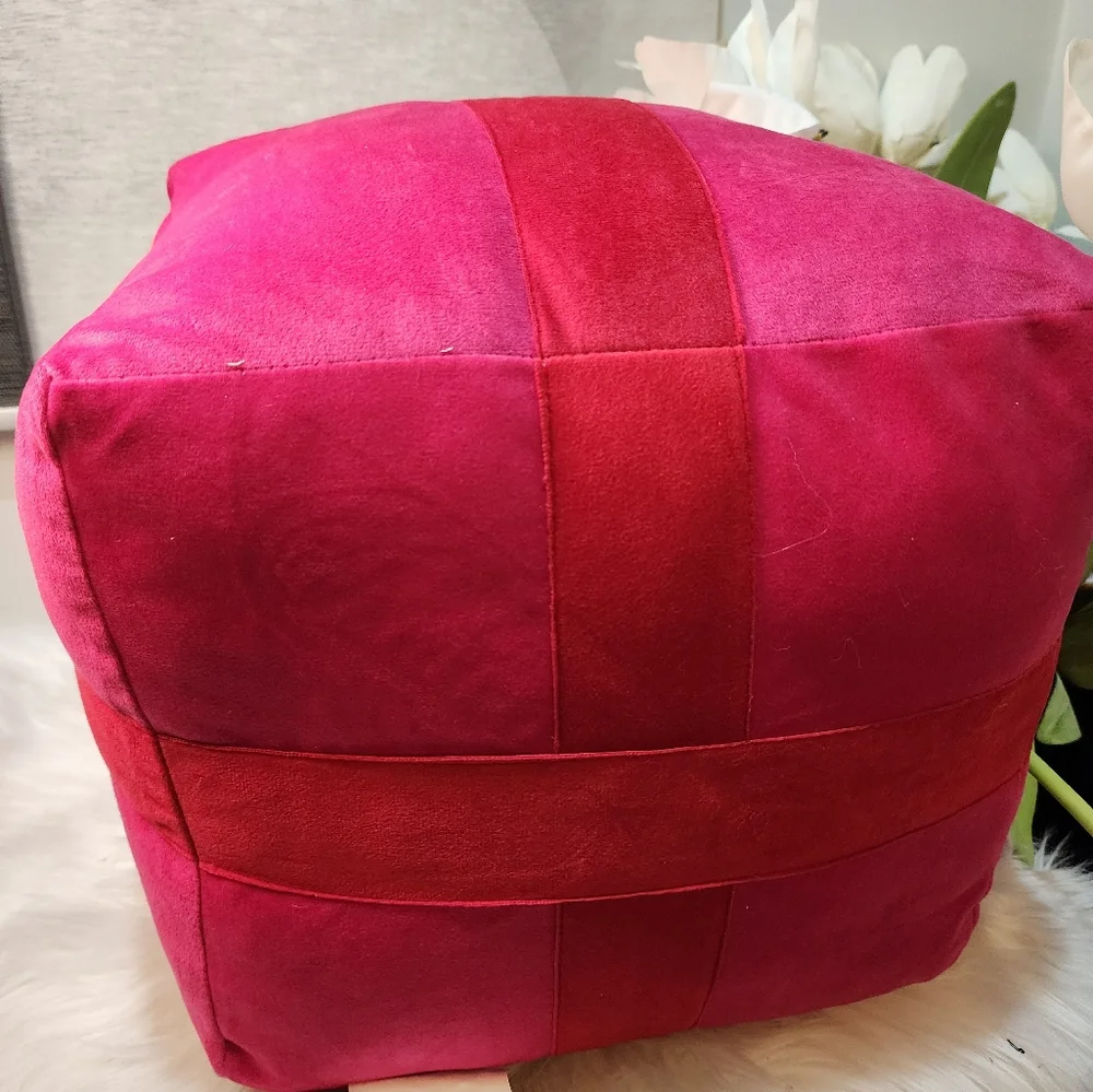 Juicy Couture Hot Pink Red Velour Christmas Present Decorative Pillow